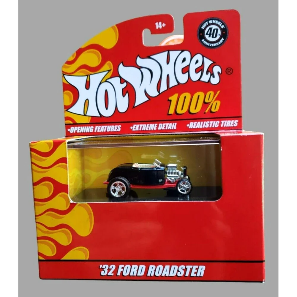 2008 100% Hot Wheels '32 FORD ROADSTER Black 40Th. Anniversary Real Riders M3685